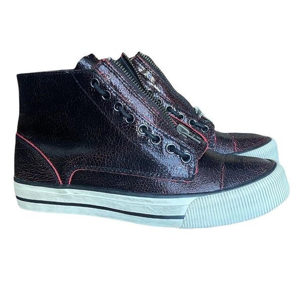 Diesel Black Cracked Leather Effect High Top Sneakers - Picture 1 of 13